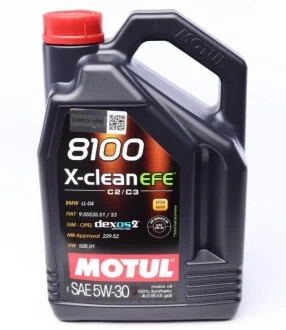 Олива 5W30 X-clean EFE 8100 (4L) (109171) (LL-04/9.55535-S1/S3/GM DEXOS2/MB 229.52) MOTUL 814007