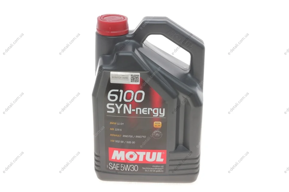 Масло 5W30 Syn-nergy 6100 (5L) (MB 229.5/Renault RN0710/RN0700/VW 502 00/505 00) замена на 838451 MOTUL 838351 (фото 1)