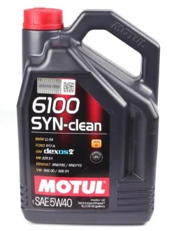 Олива 5W40 6100 SYN-clean (5L) (LL-04/GM-OPEL dexos2TM/MB 229.51/VW 505 00/505 01) заміна на 854351 MOTUL 854251
