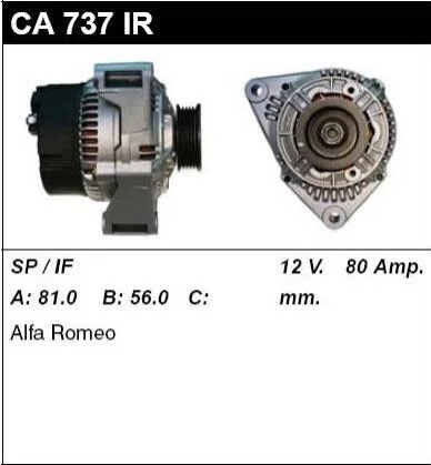 Генератор восстановлен Alfa Romeo 155 92-97 MSG CA737IR (фото 1)