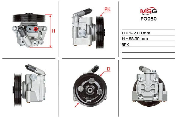 Насос ГУР новий Ford Mondeo IV 07-15, Ford Galaxy 06-15, Volvo V70 07-16 MSG FO050 (фото 1)