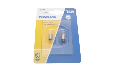 Автолампа T4W 12V 4W BA9s Standard (blister/к-кт 2 шт) NARVA 171314000