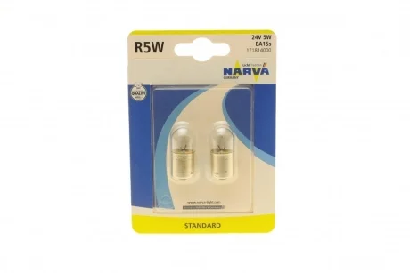 Автолампа R5W 24V 5W BA15s Standard (blister/к-кт 2шт) NARVA 171814000