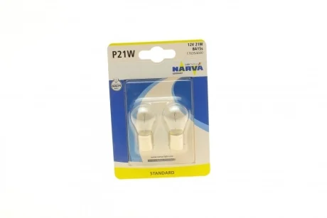 Автолампа P21W 12V 21W BA15s Standard (blister/к-кт 2 шт.) NARVA 176354000