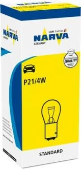 Автолампа P21/4W 12V 21/4W BAZ15d Standard NARVA 178813000