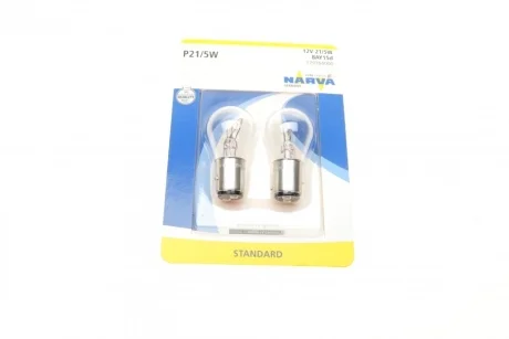 Автолампа P21/5W 12V 21/5W BAY15d Standard (blister/к-кт 2 шт.) NARVA 179164000