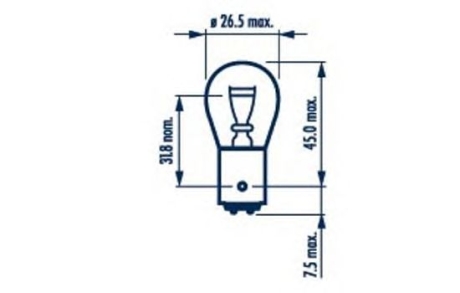 Автолампа P21/5W BAY15d 5 W 21 W прозрачная NARVA 17925