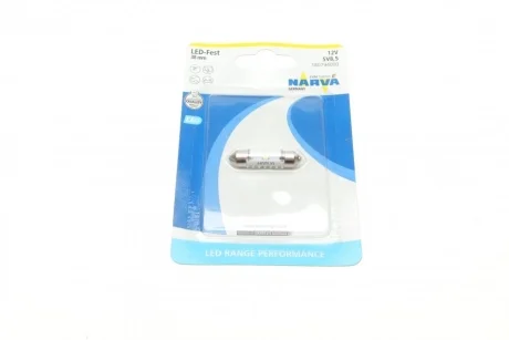 Автолампа 12V 0,6W SV8.5 (9.8x38mm) Festoon (LED) (blister/1шт) NARVA 180794000