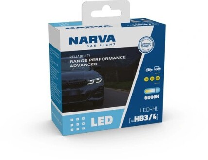 Лампа світлодіодна LED HB3/HB4 12/24V Range Performance Advanced 19W 6000K (комплект) NARVA 181858100