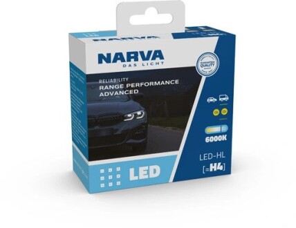 Лампа світлодіодна LED H4 12/24V Range Performance Advanced 19W 6000K (комплект) NARVA 181878100