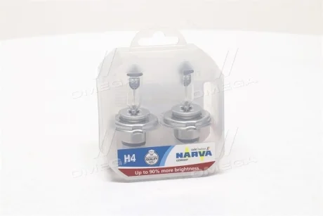 Лампа розжарювання SET H4 12V 60/55 W P43t RANGE POWER +90 (к-т 2шт) (вир-во Narva) NARVA 48003S2