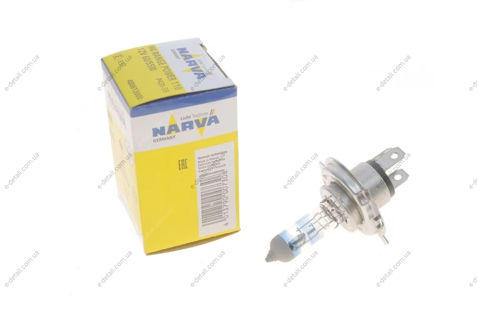 Автолампа H4 12V 60/55W P43t Range Power 110 NARVA 480613000 (фото 1)