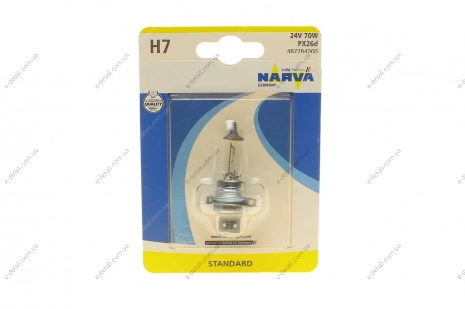 Автолампа H7 24V 70W PX26d Standard (blister/1 шт) NARVA 487284000 (фото 1)
