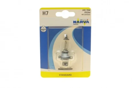 Автолампа H7 24V 70W PX26d Standard (blister/1 шт) NARVA 487284000