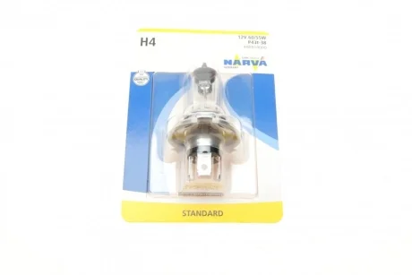 Автолампа H4 12V 60/55W P43t Standard (blister/1 шт) NARVA 488814000