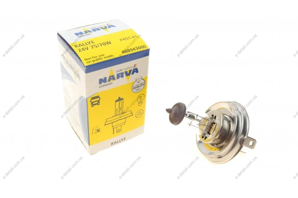 Автолампа H4 24V 75/70W P45t Rallye NARVA 488943000 (фото 1)