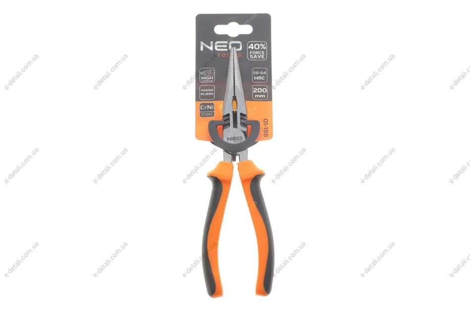 Плоскогубці з подовженими губками 8" 40% FS L-200 мм Neo-tools 01-155 (фото 1)