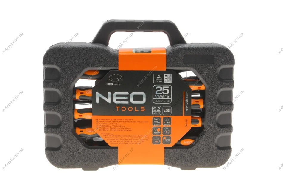 Набор отверток и бит SL, PH, Torx, Hex 58 ед. Neo-tools 04-211 (фото 1)