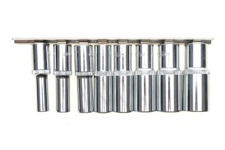 Набір головок SPLINE 1/2" 10-24 мм 8 од. Long 77 мм на планці (мультипрофіль, хромовані) Neo-tools 08-650