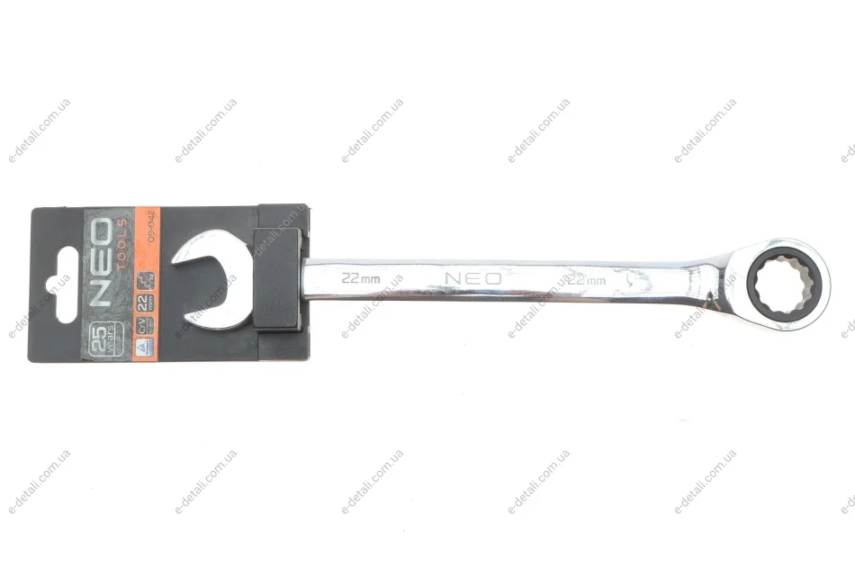 Ключ рожково-накидной с трещоткой 22 мм 72 зуб. L-250 мм Neo-tools 09-042 (фото 1)