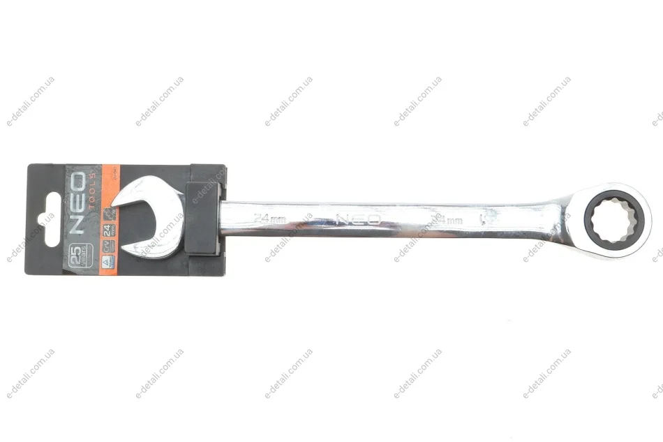 Ключ рожково-накидной с трещоткой 24 мм 72 зуб. L-390 мм Neo-tools 09-043 (фото 1)