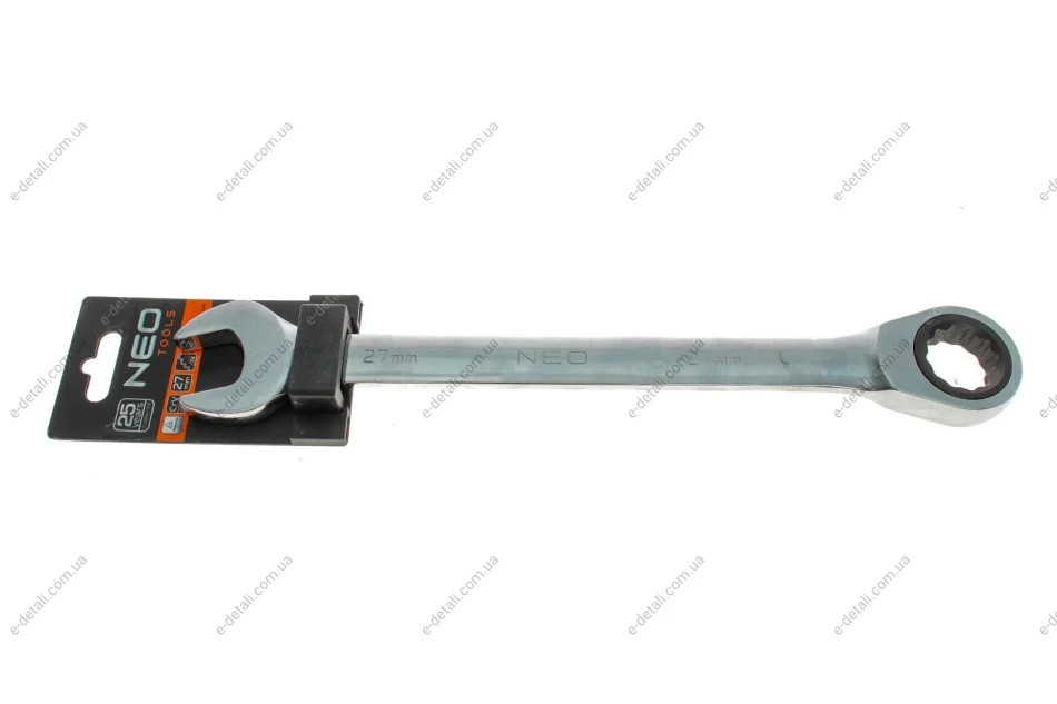 Ключ рожково-накидной с трещоткой 27 мм 72 зуб. L-330 мм Neo-tools 09-044 (фото 1)