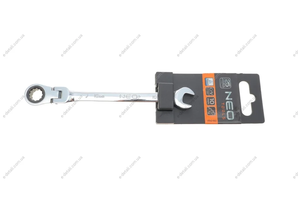 Ключ рожково-накидной с трещоткой 10 мм 72 зуб. L-160 мм Neo-tools 09-052 (фото 1)