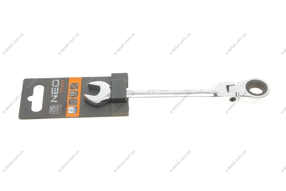 Ключ рожково-накидной с трещоткой 13 мм 72 зуб. L-185 мм Neo-tools 09-055 (фото 1)