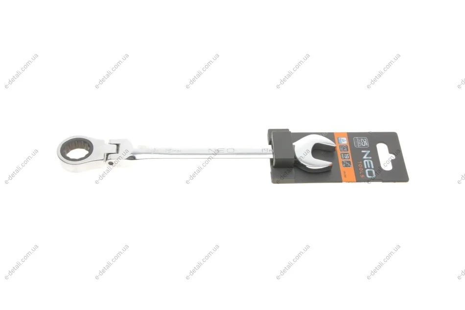 Ключ рожково-накидной с трещоткой 19 мм 72 зуб. L-250 мм Neo-tools 09-061 (фото 1)