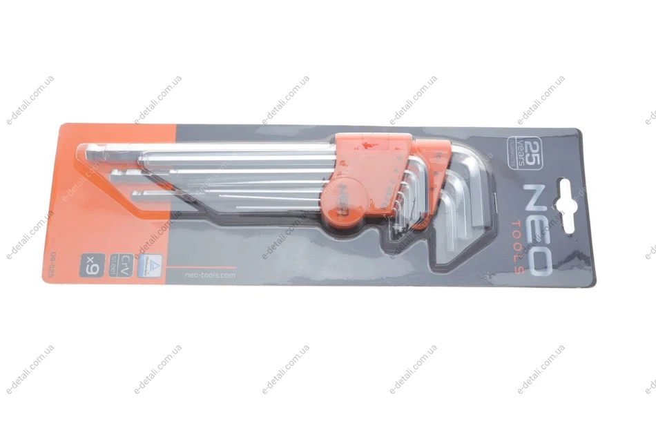 Набір ключів Г-под. Hex з круглим кінцем 1,5-10 мм Neo-tools 09-525 (фото 1)