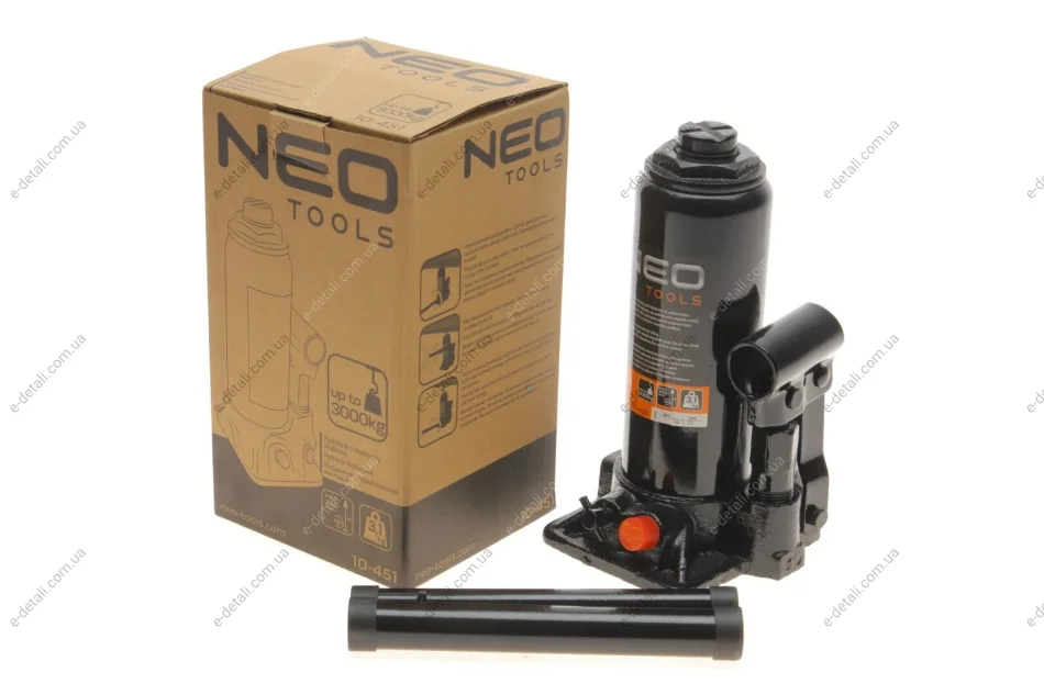 Домкрат пляшковий гідравлічний 3 т h=195-370 мм Neo-tools 10-451 (фото 1)