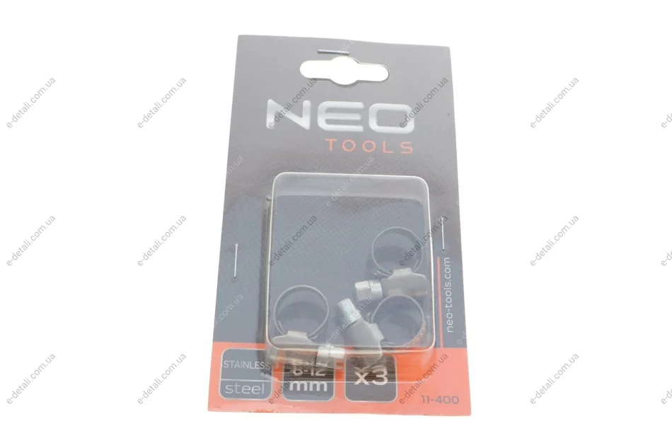 Хомут черв'ячний Ø8-12x9 мм 3 од. Neo-tools 11-400 (фото 1)