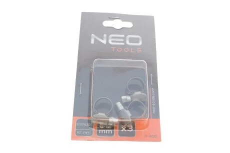 Хомут червячный Ø8-12x9 мм 3 ед. Neo-tools 11-400