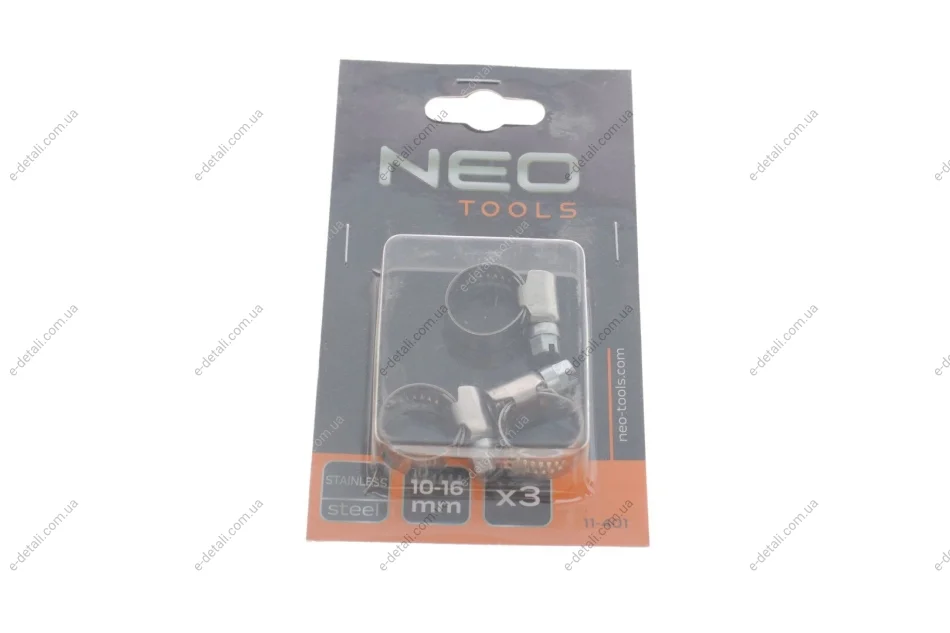 Хомут червячный Ø10-16x9 мм 3 ед. Neo-tools 11-401 (фото 1)