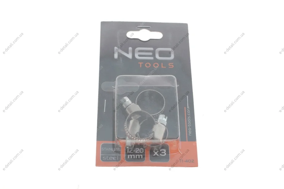 Хомут черв'ячний Ø12-20x9 мм 3 од. Neo-tools 11-402 (фото 1)