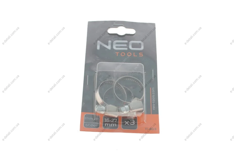 Хомут червячный Ø16-27x9 мм 3 ед. Neo-tools 11-403 (фото 1)