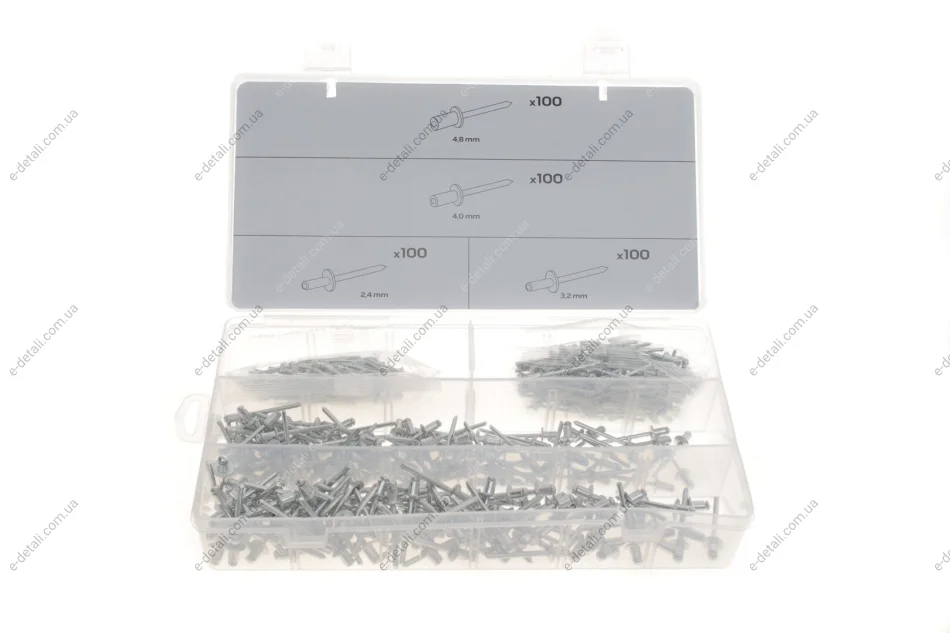 Набор заклепок Ø2,4-4,8x10 mm 400 ед. Neo-tools 11-970 (фото 1)