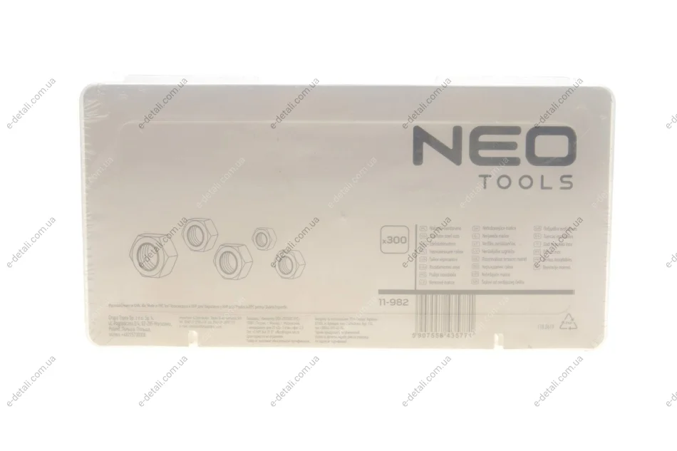Набор гайок (300шт) (M3/M4/M5/M6/M8/M10) Neo-tools 11-982 (фото 1)