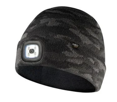 Шапка с LED-фонариком двухслойная CAMO URBAN (USB-зарядка) Neo-tools 81-632