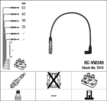 Комплект высоковольтных проводов (RC-VW249) NGK 7015