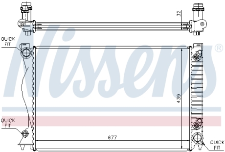 Радіатор охолодження AUDI A6/S6 (C6) (04-) 2.8-3.2 FSI AT (вир-во) NISSENS 60236A