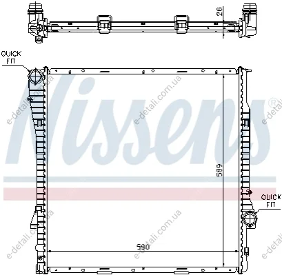 Радиатор охлаждения BMW X5 E53 (00-) X5 3.0d (выр-во Nissens) NISSENS 60789A (фото 1)