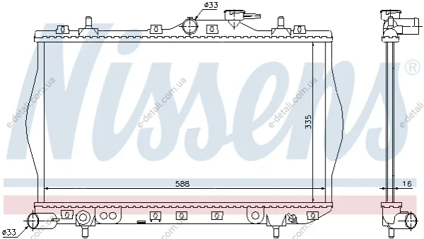 Радіатор охолодження HYUNDAI ACCENT (X3) (94-) (вир-во Nissens) NISSENS 622971 (фото 1)