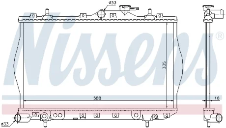Радіатор охолодження HYUNDAI ACCENT (X3) (94-) (вир-во Nissens) NISSENS 622971