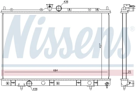 Радіатор охолодження MITSUBISHI OUTLANDER (CU2, 5W) (03-) (вир-во Nissens) NISSENS 628972
