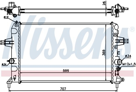 Радіатор охолодження OPEL ASTRA G (98-) 1.6i (вир-во) NISSENS 630704