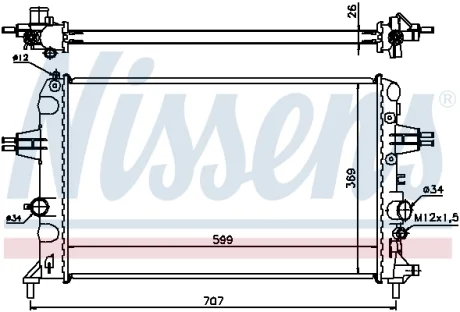 Радіатор охолодження OPEL ASTRA G (98-) 1.6i (вир-во Nissens) NISSENS 630704