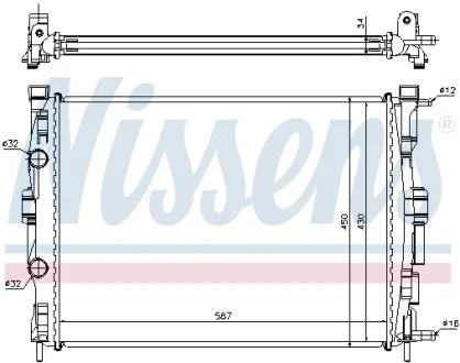 Радіатор охолодження RENAULT MEGANE (02-)/ SCENIC (03-) (вир-во Nissens) NISSENS 63769