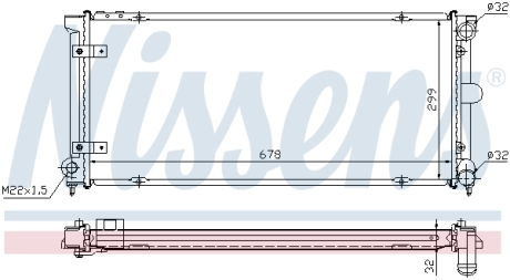 Радиатор охлаждения SEAT TOLEDO I (1L) (91-) 1.6-2.0i (выр-во) NISSENS 640041 (фото 1)