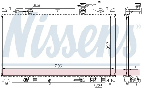 Радиатор охлаждения TOYOTA CAMRY (01-) 2.0/2.4 (выр-во Nissens) NISSENS 646351